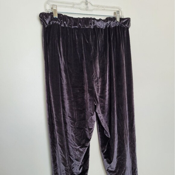 Elaine Kim Black Velvet Pants Straight Leg Trousers Pull On Elastic Waist XL - Picture 8 of 10